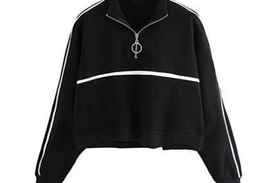 Half zip women crop top hoodie (2)