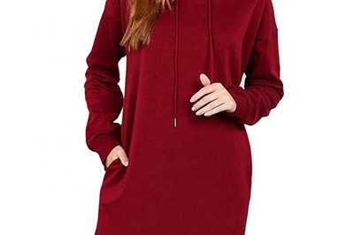 Kangaroo pocket dress long hoodie (4)