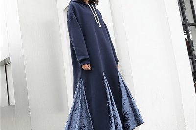 long hatchwork Loose flounce hem hoodie (1)