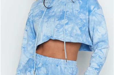 Fashion women pullover crop tops tie-dye hoodies (4)