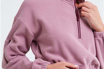 Fleece half front zip top women croped hoodie (5)