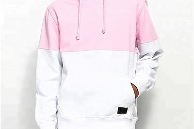Men plain pullover color blocked hoodie hot sale (1)