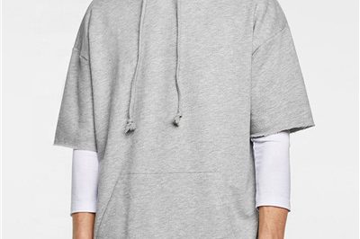 Short sleeve drop shoulder hoodie with pouch pocket (5)