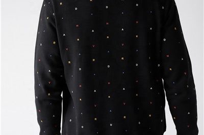 Wholesale men black printed crew neck hoodies (3)