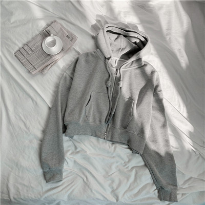 Women short style zip up hoodie wholesale (1)