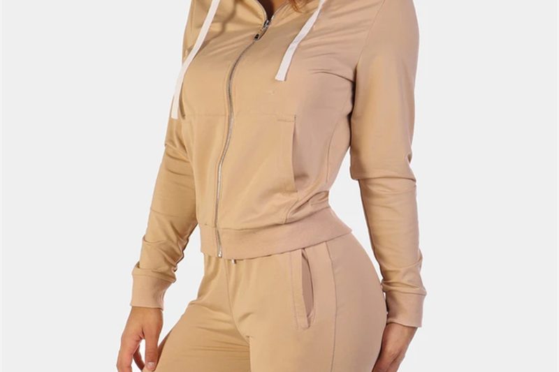 Zip up women fitness crop top solid color hoodie (2)