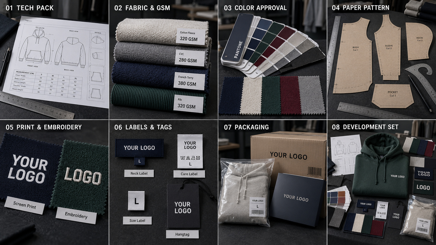 Complete custom hoodie development and approval workflow.