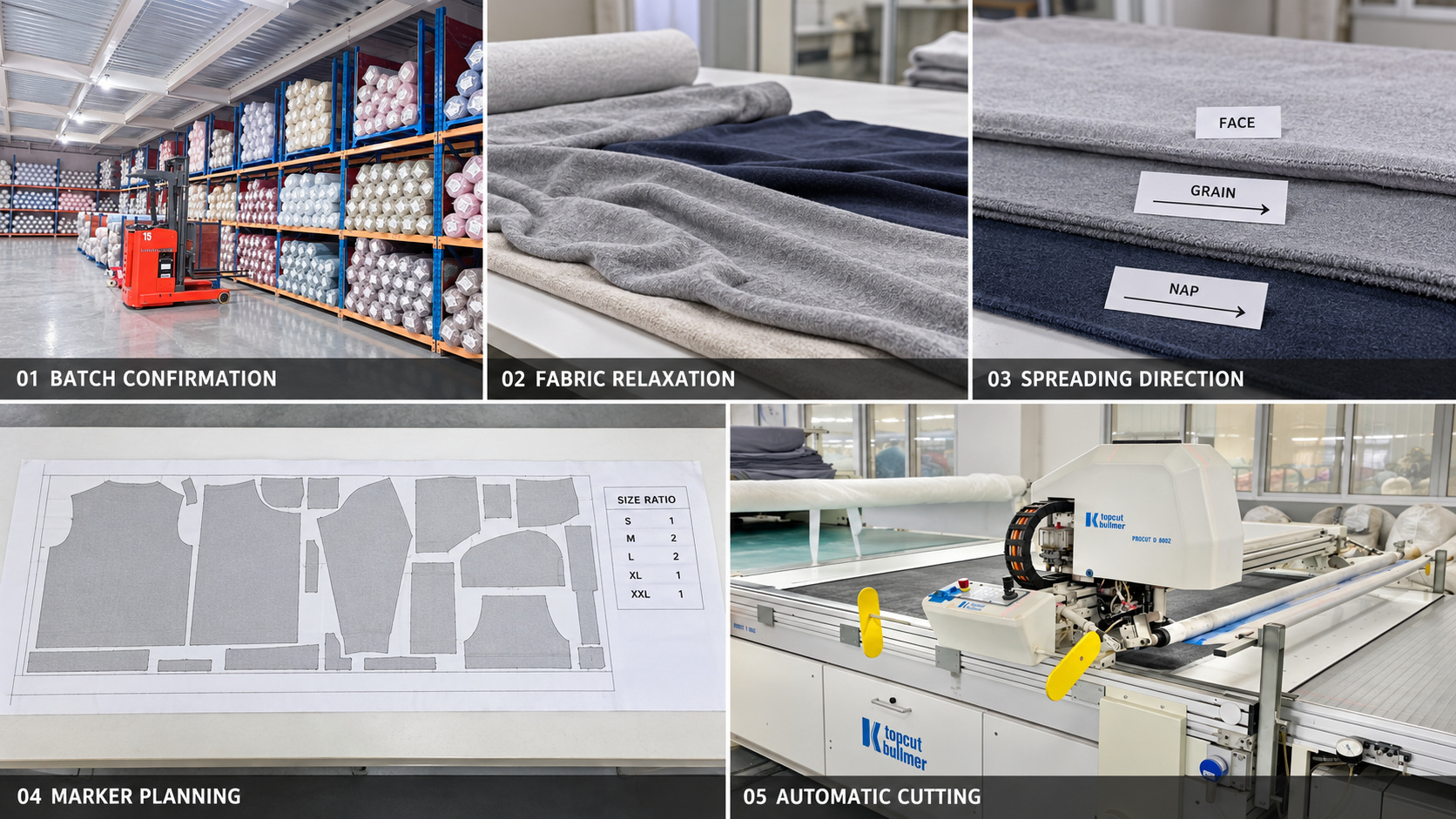 Hoodie fabric spreading and automatic cutting process